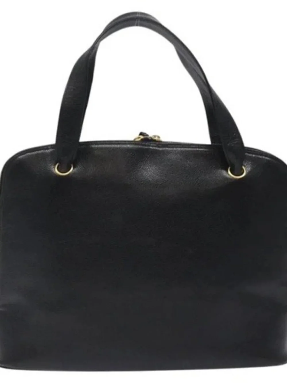 CHANEL COCO Mark Hand Bag Calf Skin Black Gold CC Auth yk17997